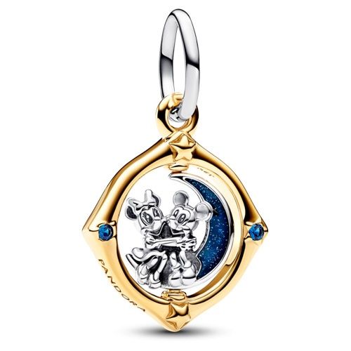 Disney Mickey Mouse &amp; Minnie Mouse Two-tone Spinning Moon Dangle Charm - 762955C01