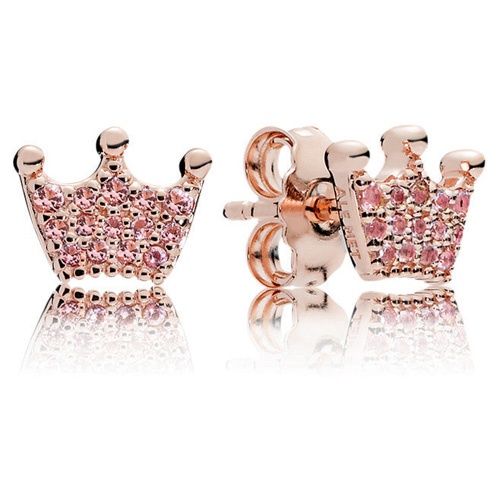 Pink Crown Stud Earrings - 287127NPO