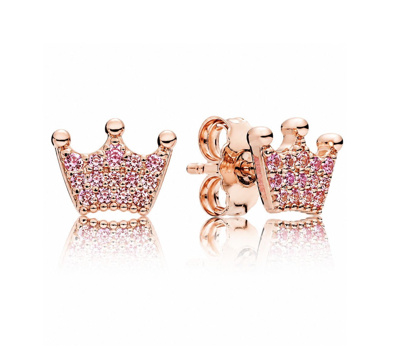Pandora Pink Crown Stud Earrings-287127NPO