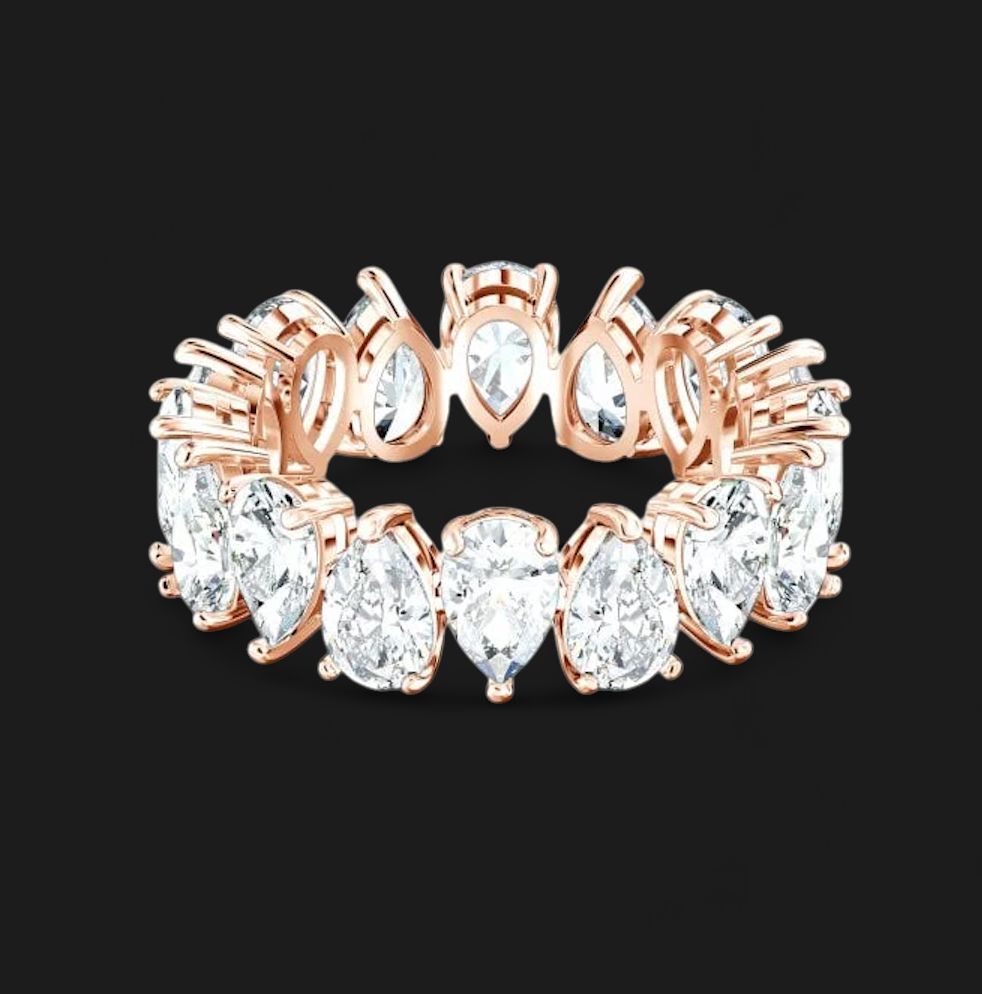 Vittore Ring, Pear Cut, White Rose Gold (Size 60) 5586162