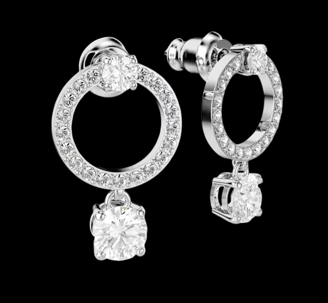 Constella Hoop Earrings, Round Cut, White - 5563278