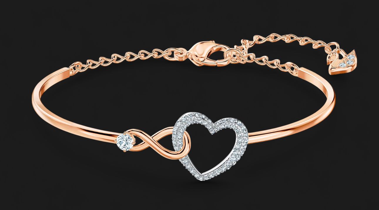 Hyperbola Bangle Infinity and heart, Mixed Metal - 5518869