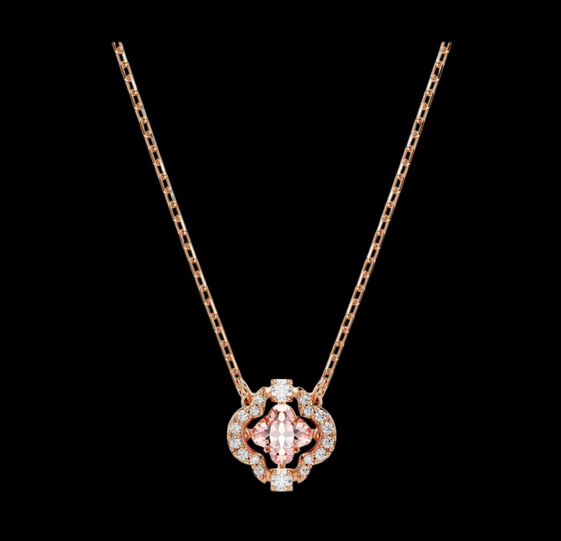 Una Necklace, Clover, Pink, Rose Gold-Tone-5514488