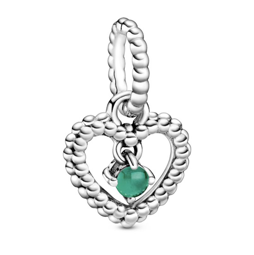 Rainforest Green Beaded Heart Dangle Charm-798854C05