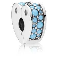 Blue Pavé Heart Clip Charm - 797227NYA