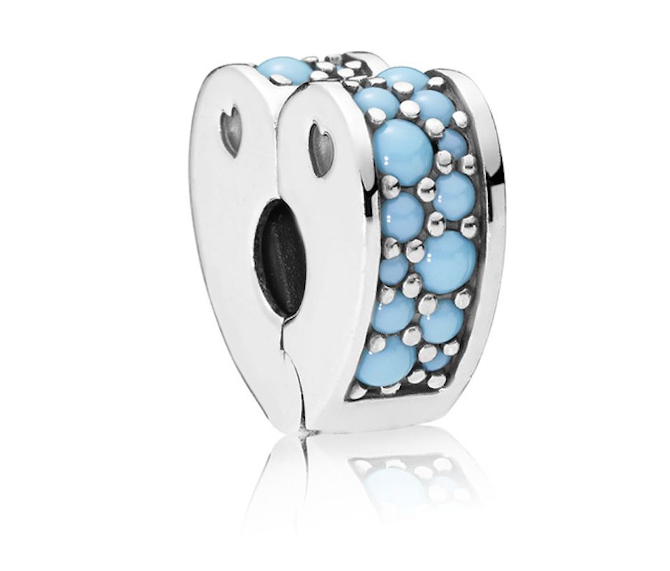 Blue Pavé Heart Clip Charm - 797227NYA