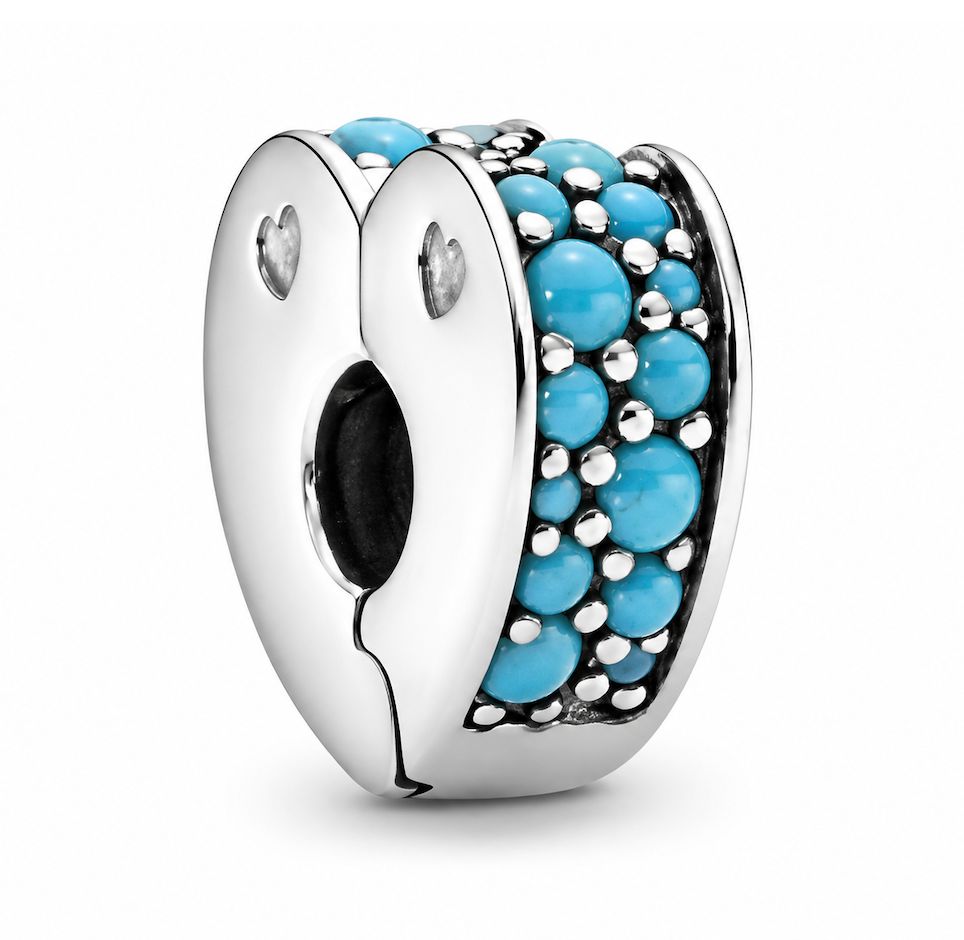 Blue Pavé Heart Clip Charm-797227NYA
