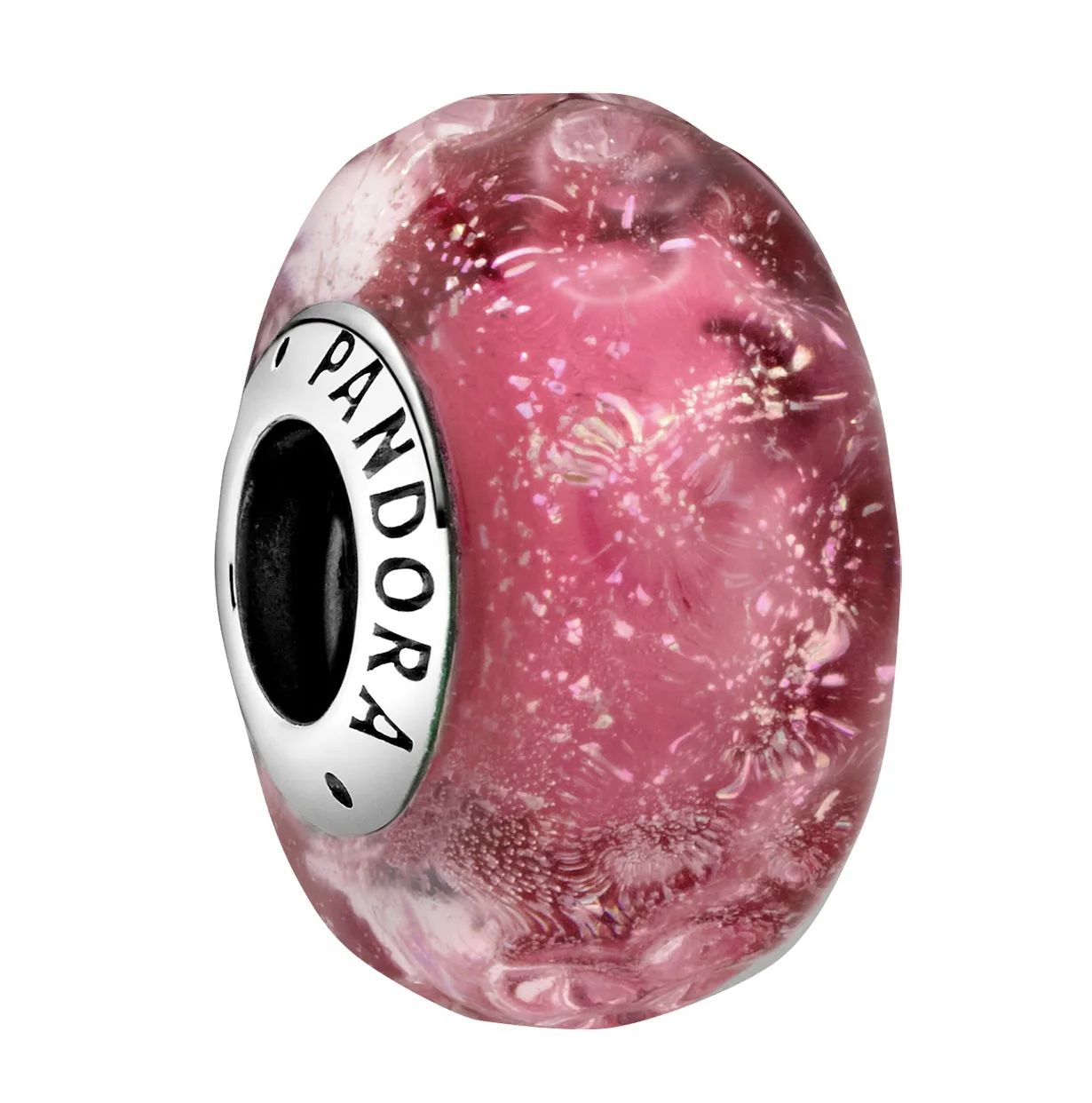 Wavy Fancy Pink Murano Glass Charm - 798872C00