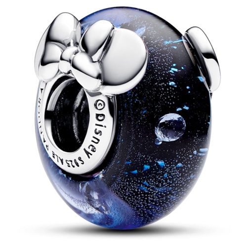Disney Mickey Mouse &amp; Minnie Mouse Blue Murano Glass Charm -792958C01