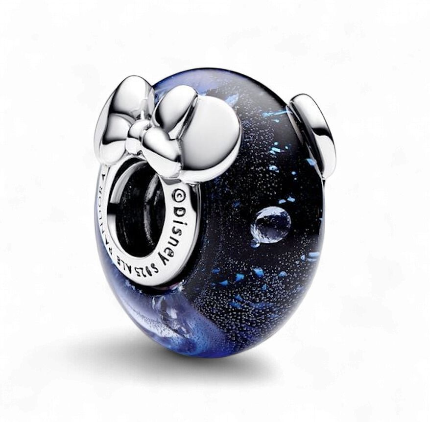 Disney Mickey Mouse &amp; Minnie Mouse Blue Murano Glass Charm -792958C01