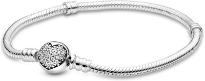 Pandora Moments Sparkling Heart Clasp Snake Chain Bracelet - 590743CZ