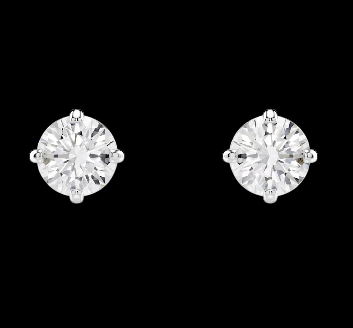 Stilla Attract Stud Earrings, Round Cut, White- 5408436