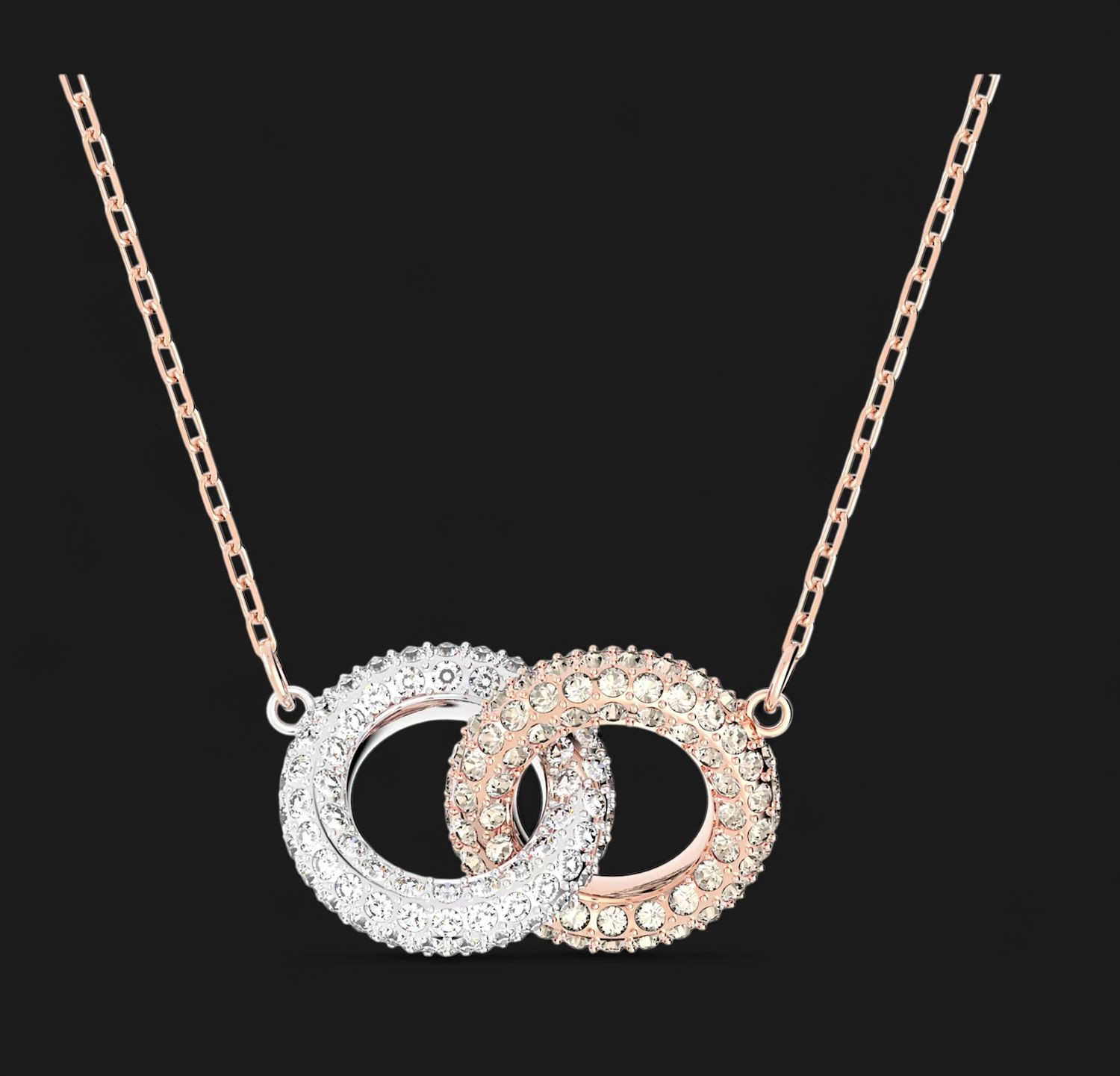 Dextera Necklace, Intertwined Circles, White, Rose Gold- 5414999