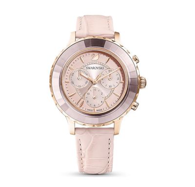 Octea Lux Chrono Watch, Leather Strap, Pink, Rose Gold Tone Finish,39.5mm-5452501