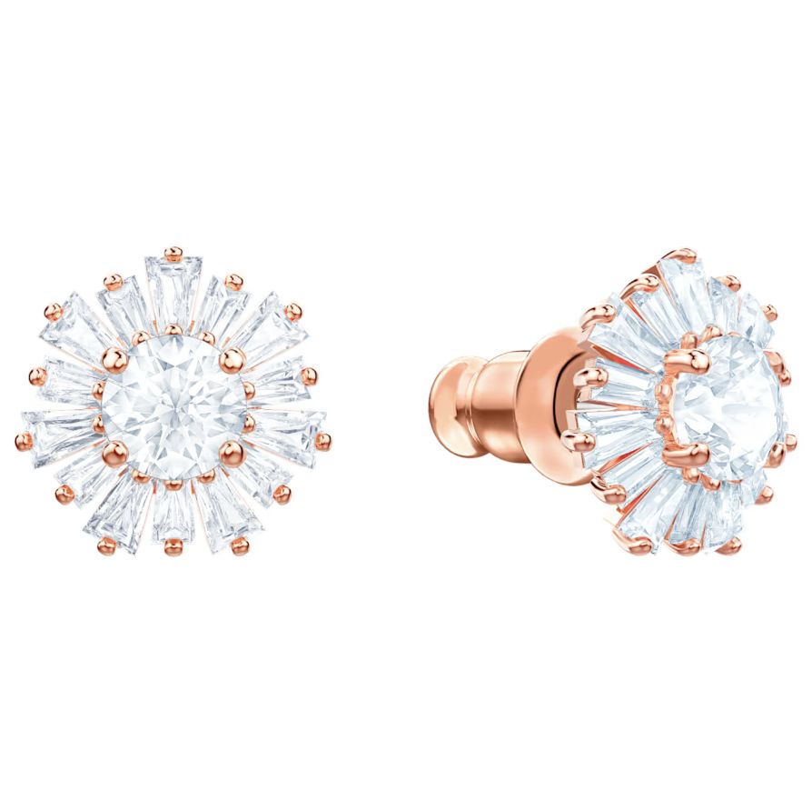 Idyllia Sunshine Stud Earrings, White, Rose-Gold-5459597