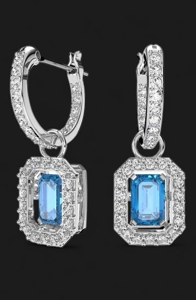 Una drop earrings Octagon cut, Blue- 5619500
