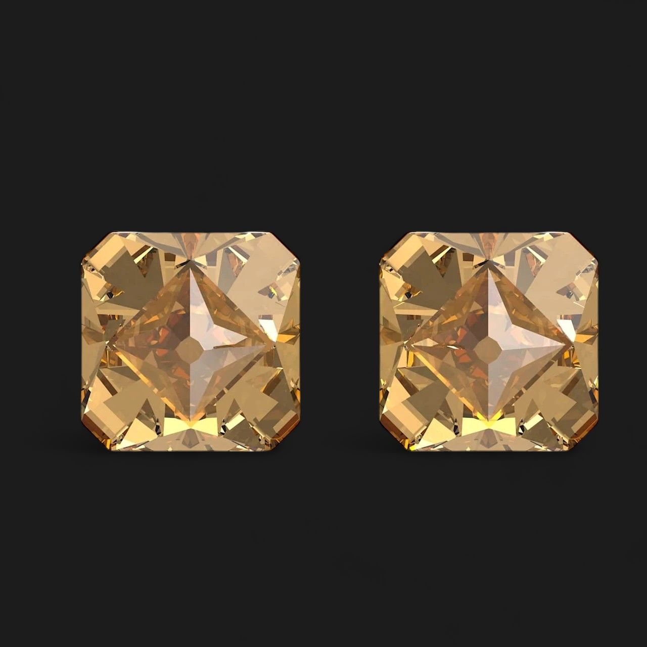 Ortyx Stud Earrings Pyramid Cut, Yellow, Gold-Tone Plated 5613680