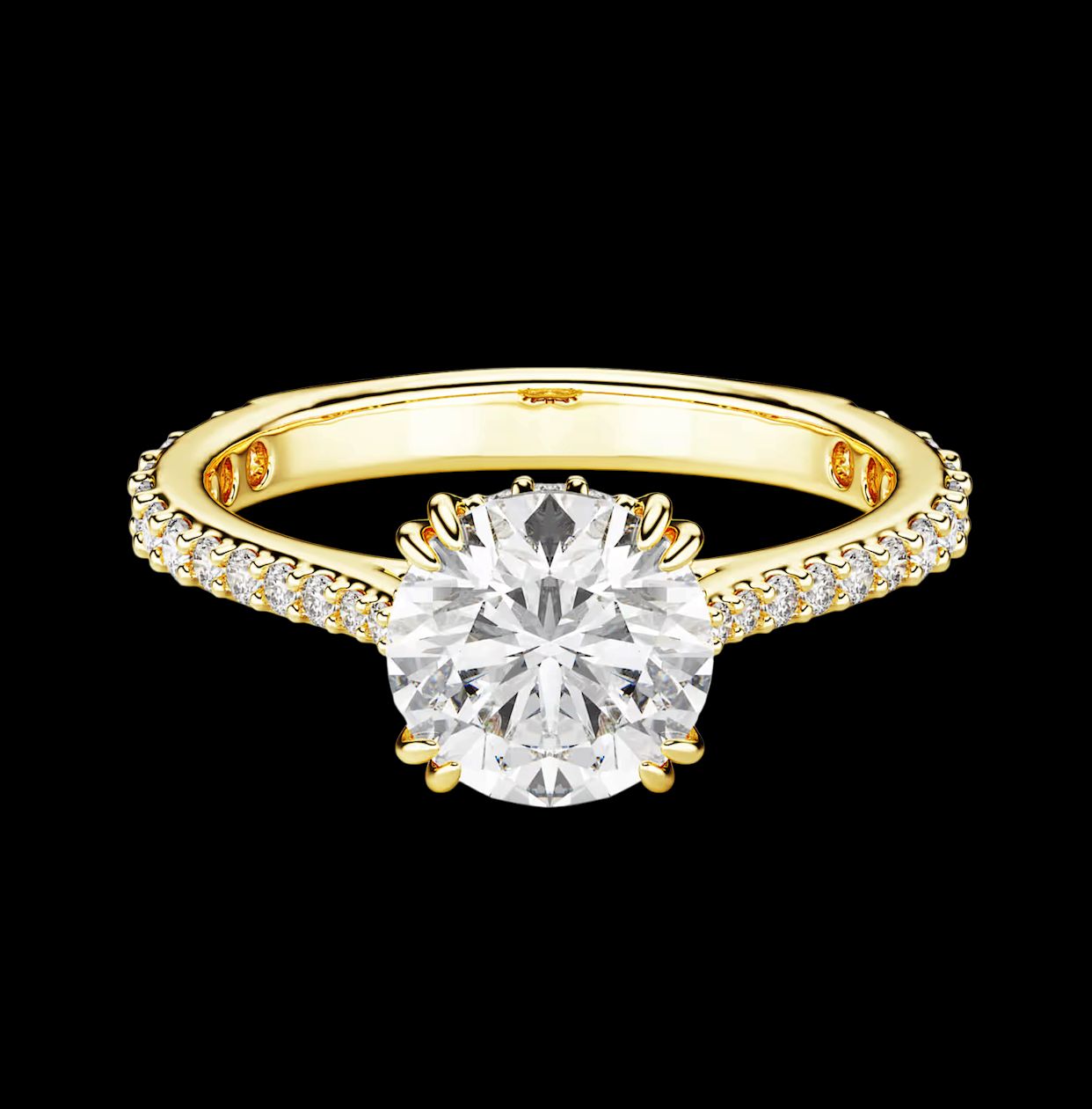 Stilla Cocktail Ring, Round Cut, Pavé, White, Gold-Tone (Size 55)-5638530