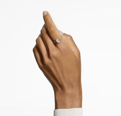 Stilla Cocktail Ring, Round Cut, Pavé, White, Gold-Tone-5638530
