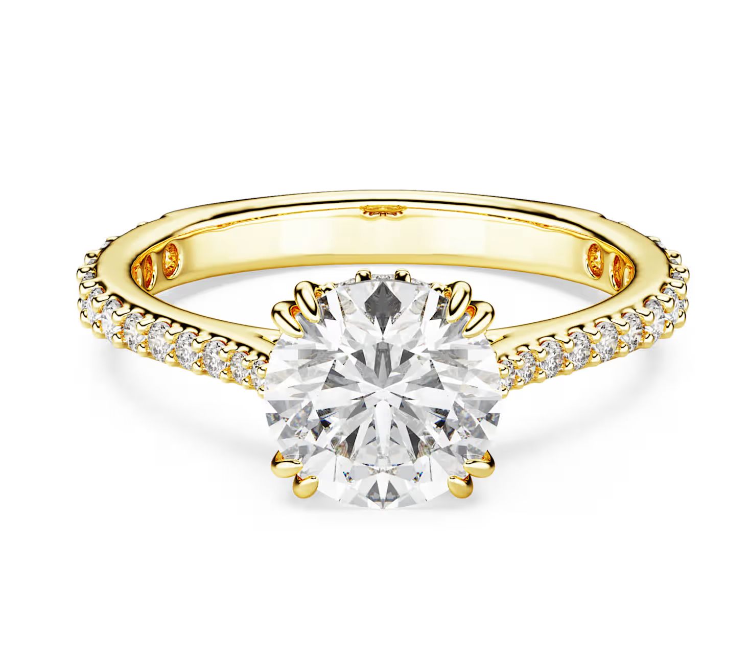 Stilla Cocktail Ring, Round Cut, Pavé, White, Gold-Tone-5638530