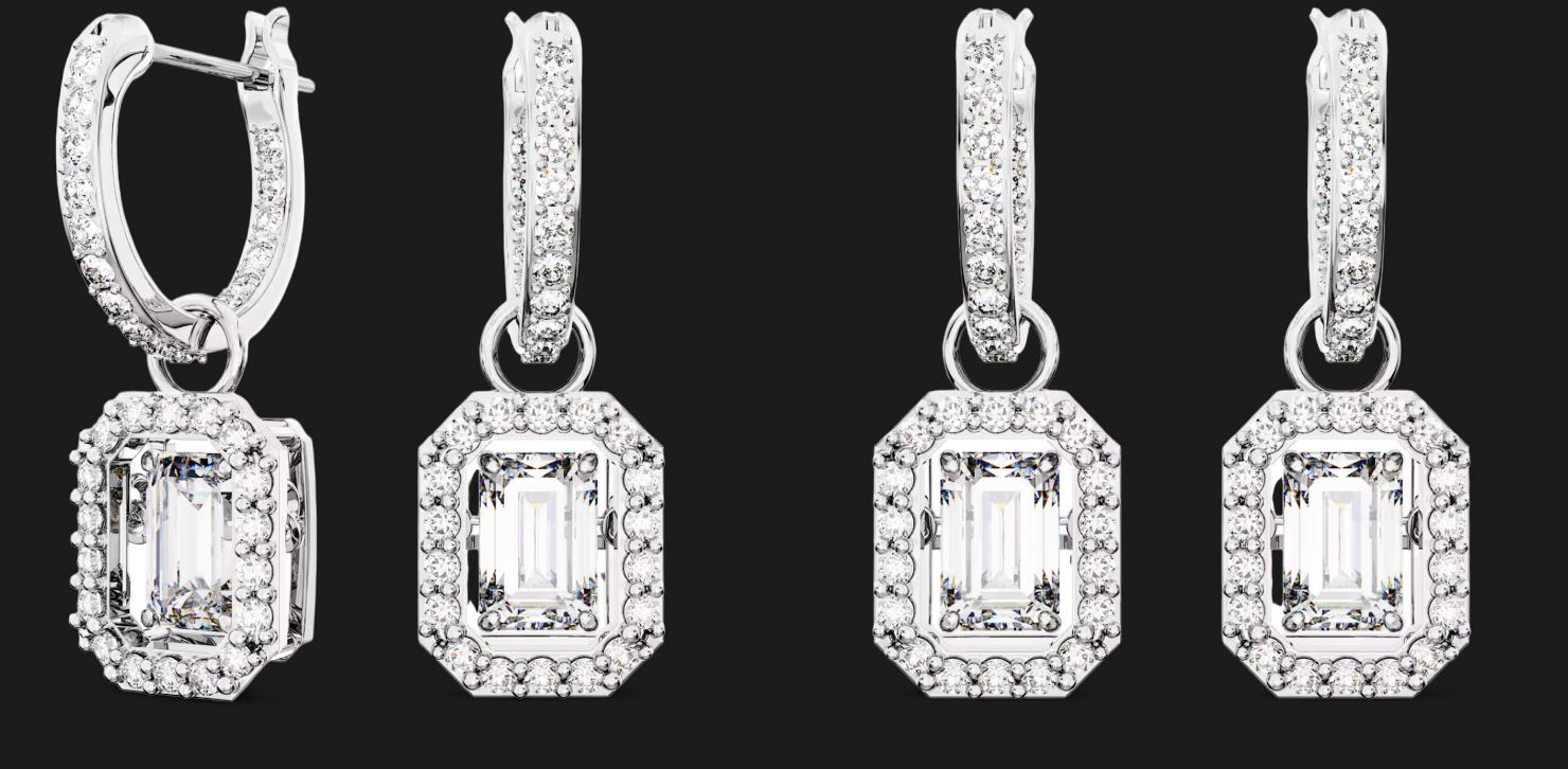 Una Drop earrings Octagon cut, White- 5638495