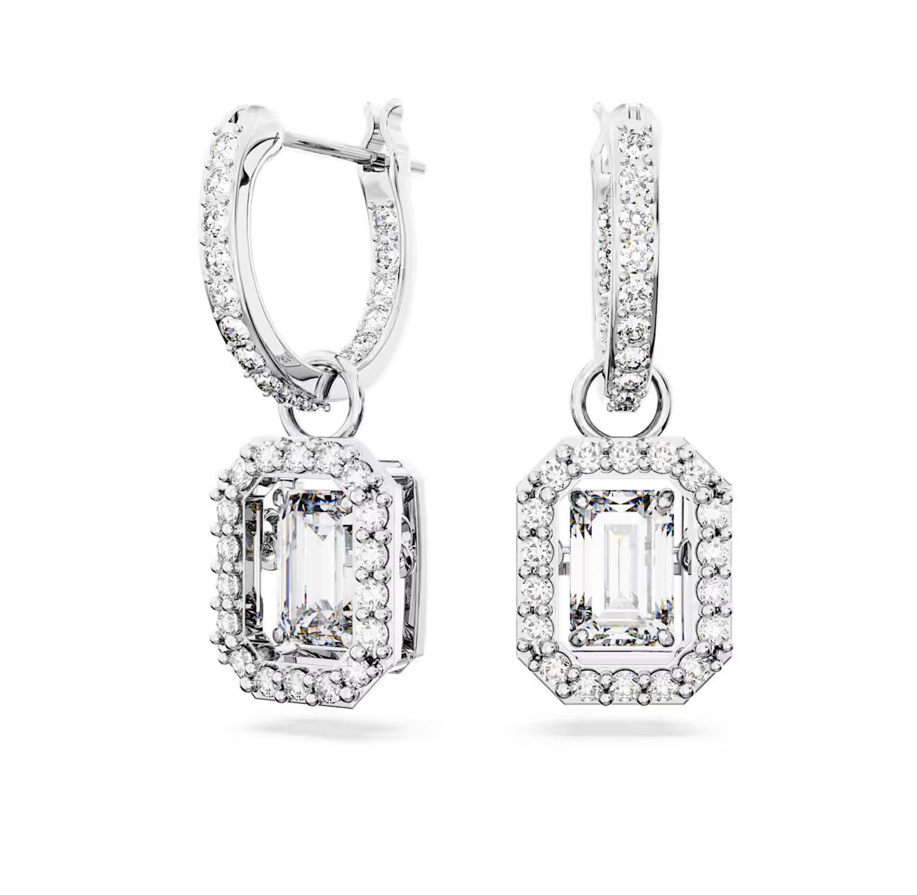Una Drop Earrings Octagon Cut, White- 5638495