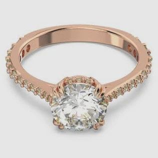 Stilla Cocktail Ring Round Cut, Pavé White/Rose Gold Plated