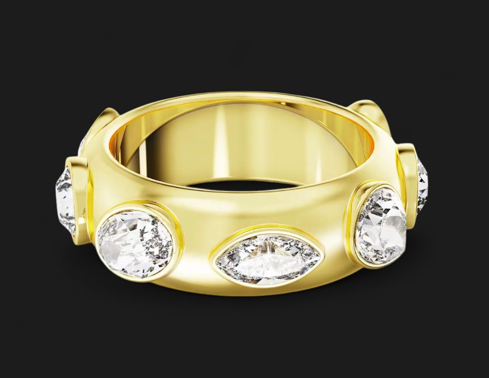 Dextera Ring, Yellow Gold-Tone and White Crystals