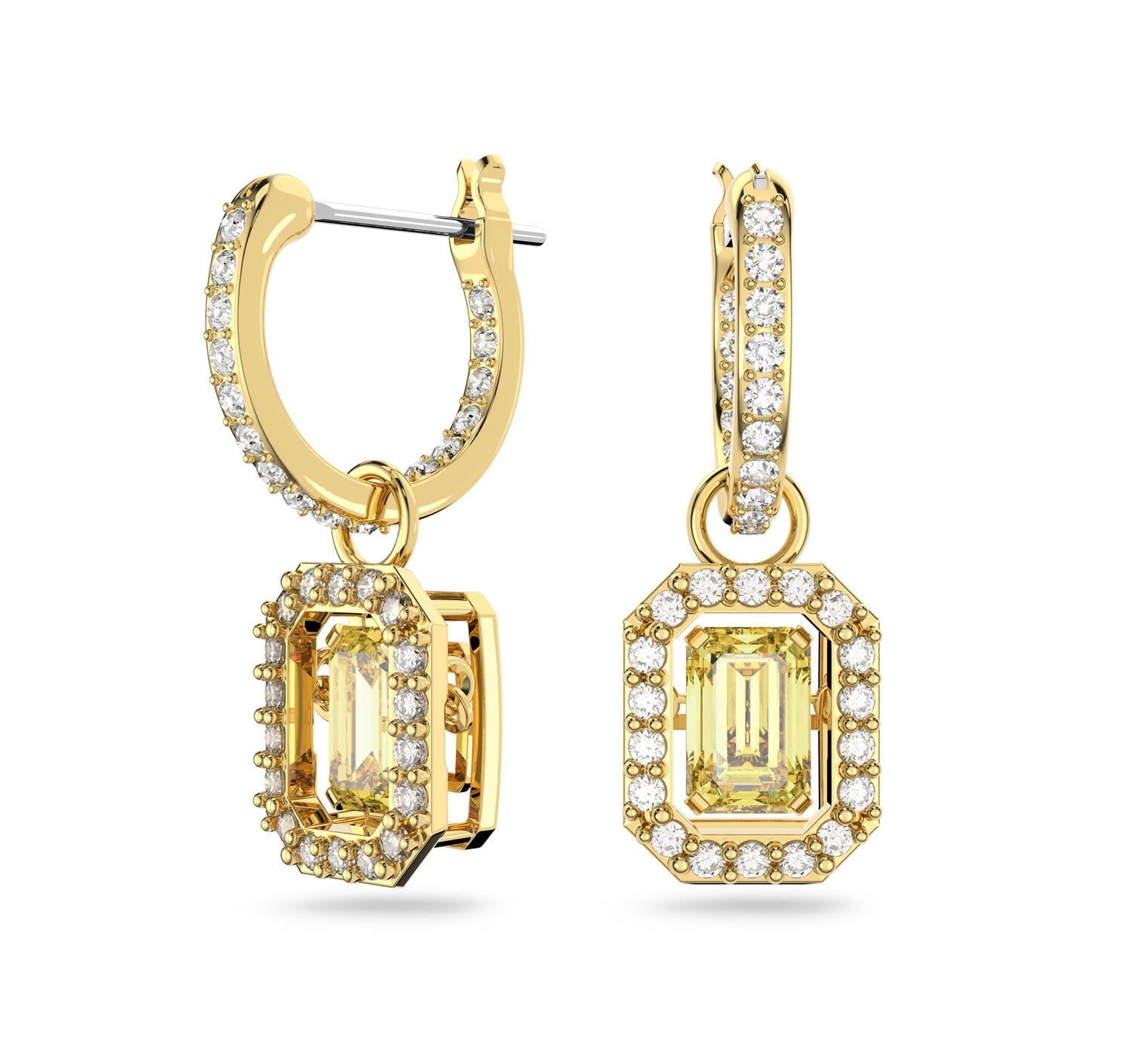Millenia Drop Earrings, Octagon Cut, Yellow, Gold-5641169