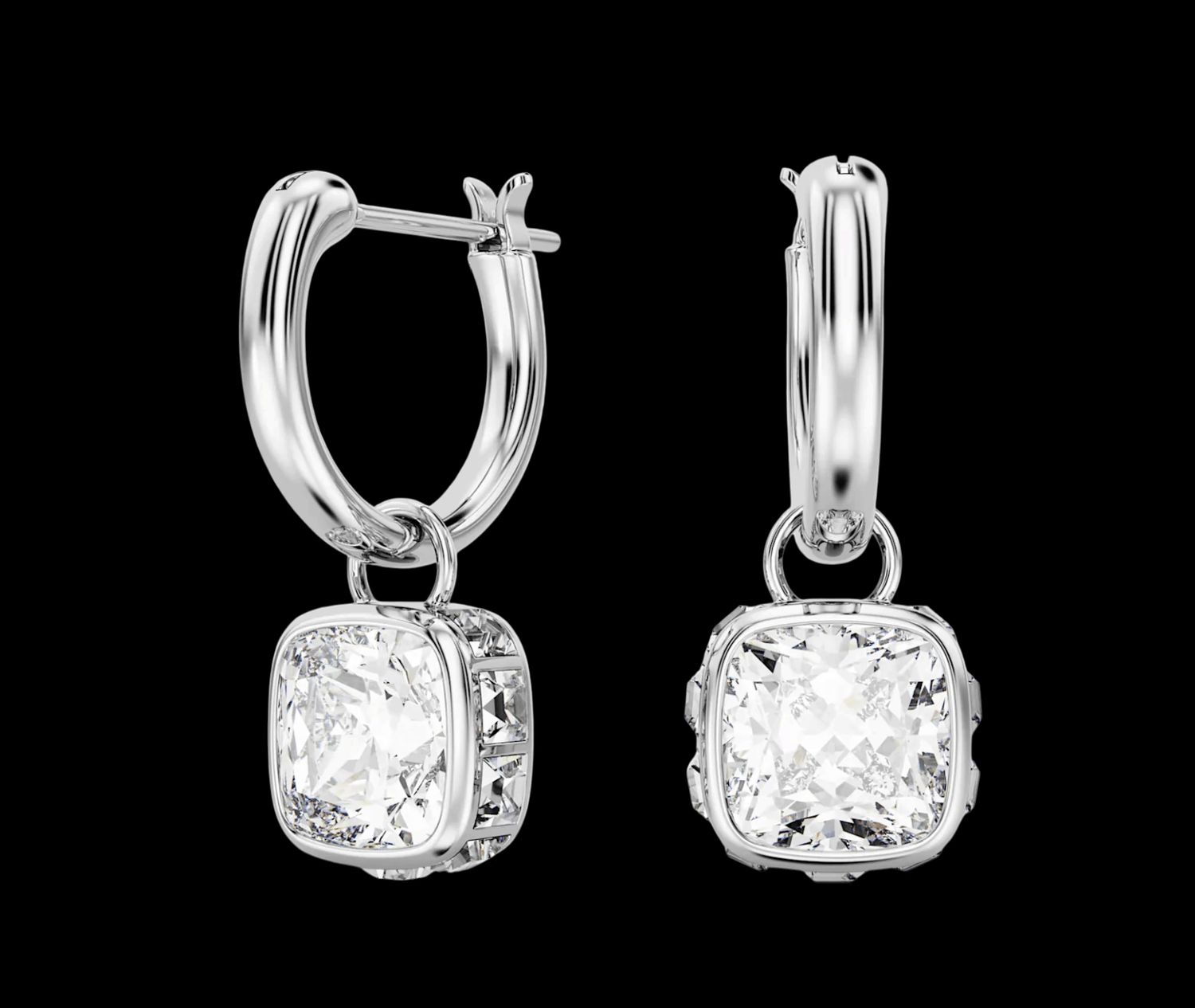 Stilla Square Cut Drop Earrings, White- 5662919