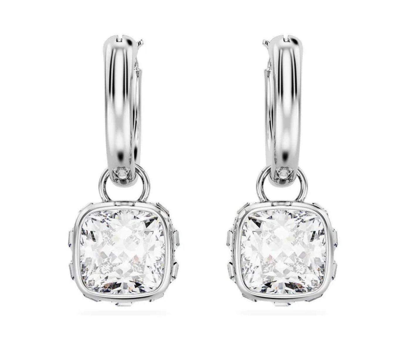 Stilla Square Cut Drop Earrings, White-5662919
