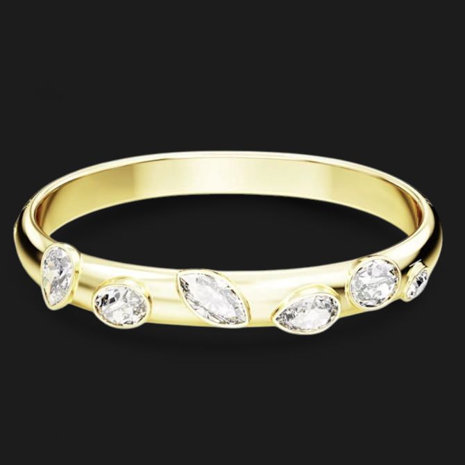 Dextera Mixed Cuts White and Gold Tone Plated Bangle - 5663260