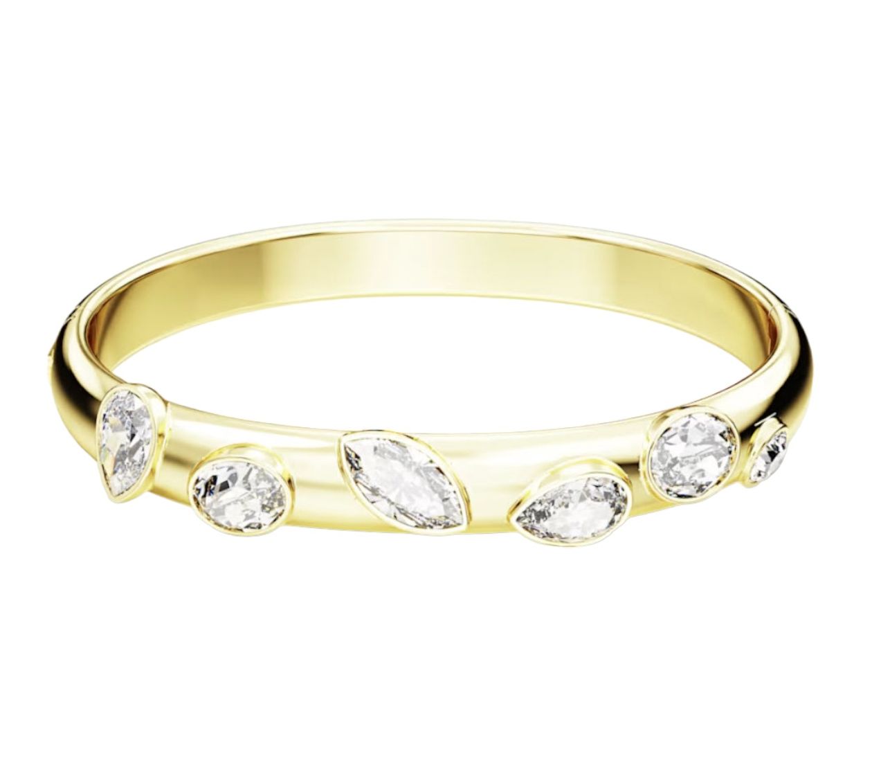 Dextera Mixed Cuts White and Gold Tone Plated Bangle-5663260