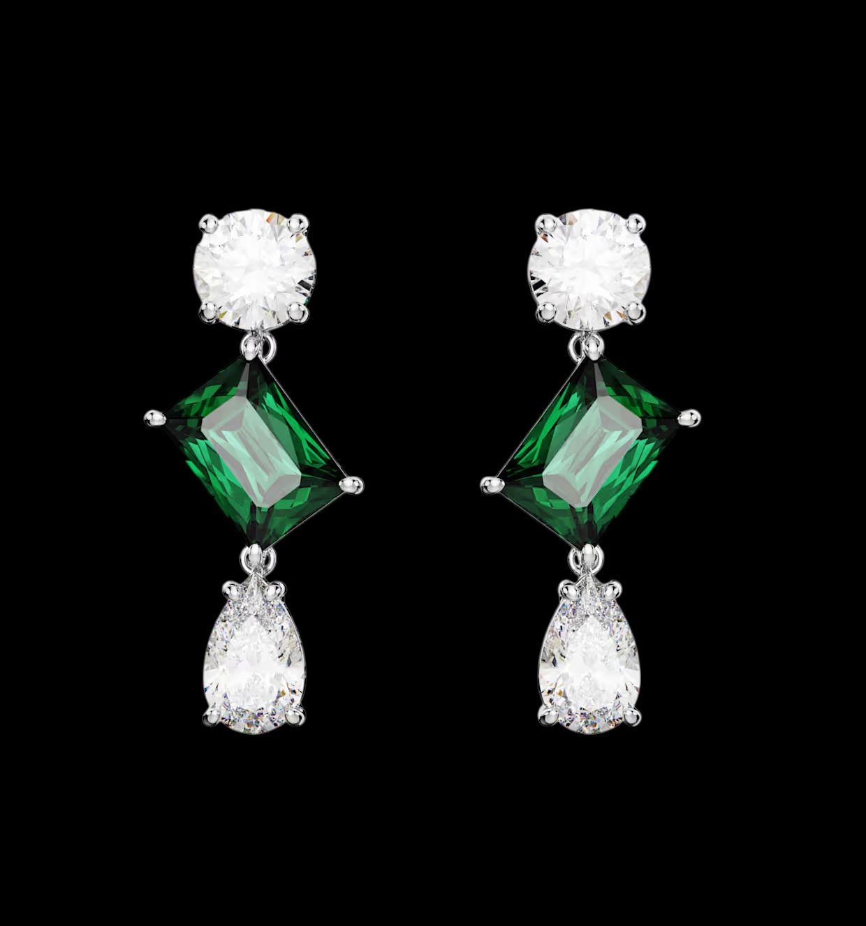 Mesmera Drop Earrings, Green, Mixed Cuts- 5665878