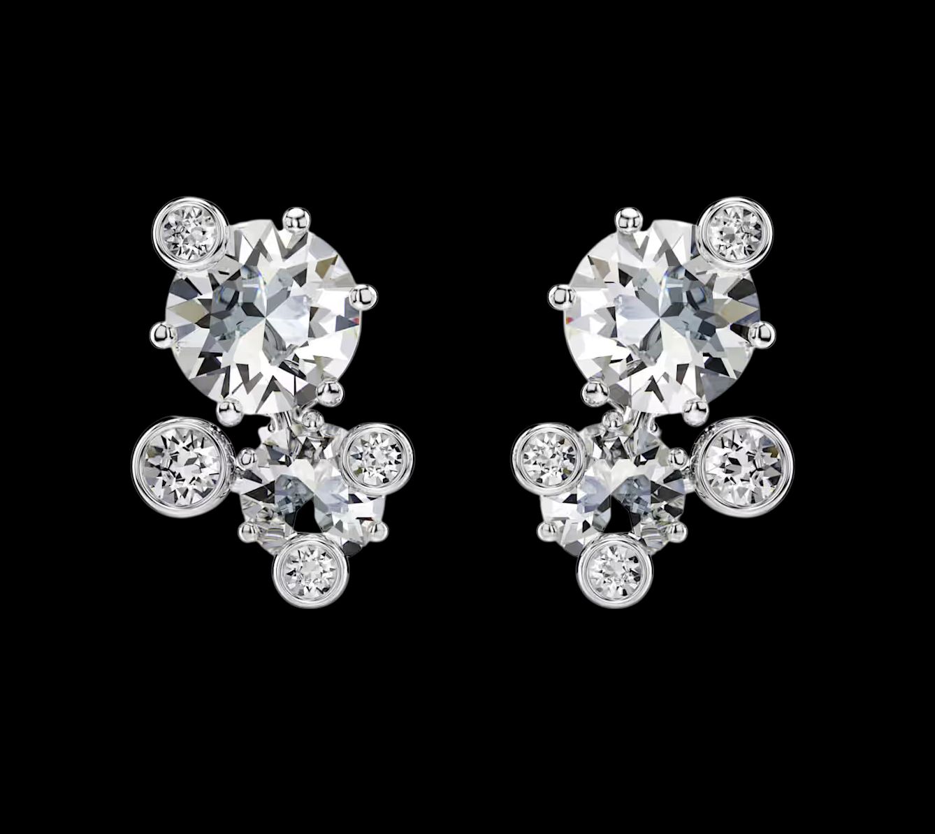 Constella Stud Earrings ,Round Cut, White- 5732253