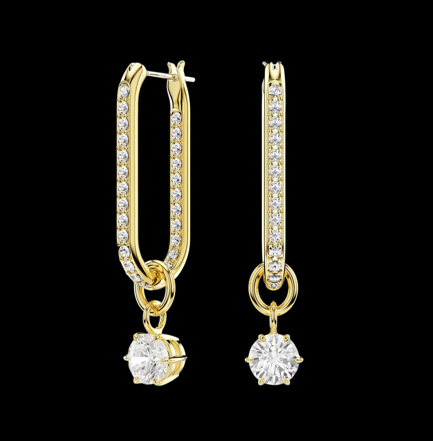 Constella Drop Earrings, Round Cut, Gold-Tone, - 5728587