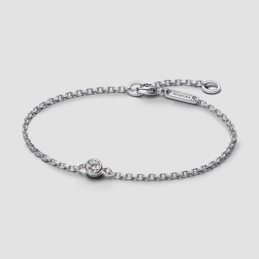 Sterling silver bracelet with 0.15 ct  TW GJ VS+ excellent cut round brilliant lab-created diamond