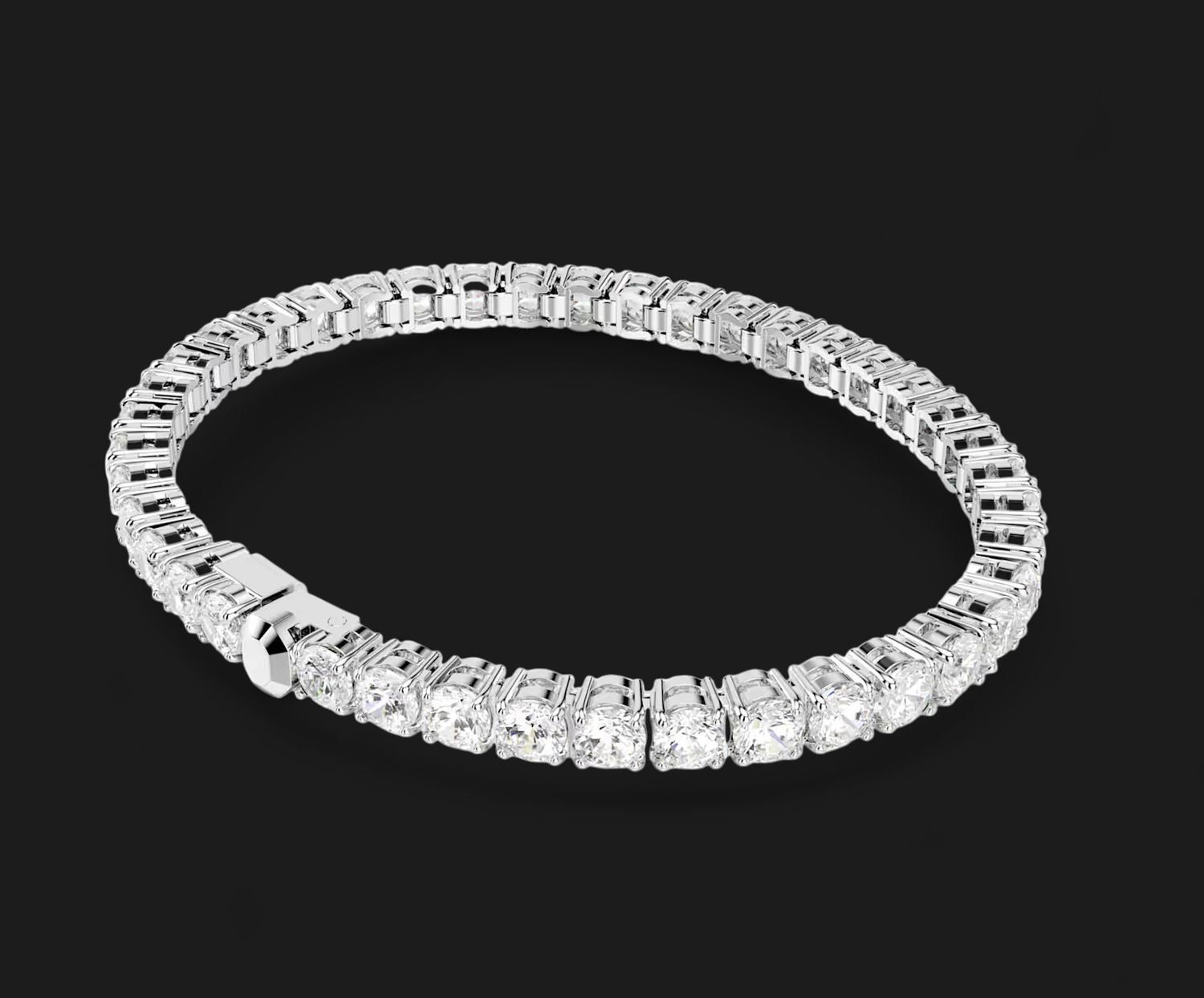 Matrix Tennis Bracelet, Round Cut, White - 5648936