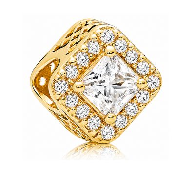 Square Sparkle Halo 14k Solid Gold Charm-756207CZ