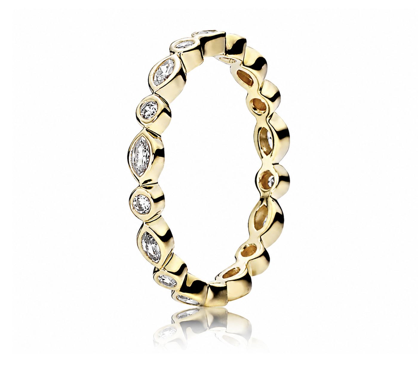 Pandora: 14KY Solid Gold Elegant Marquise Band Ring 150183CZ