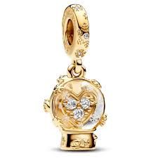 Heart Snowflake Snow Globe Dangle Charm - 762825C01