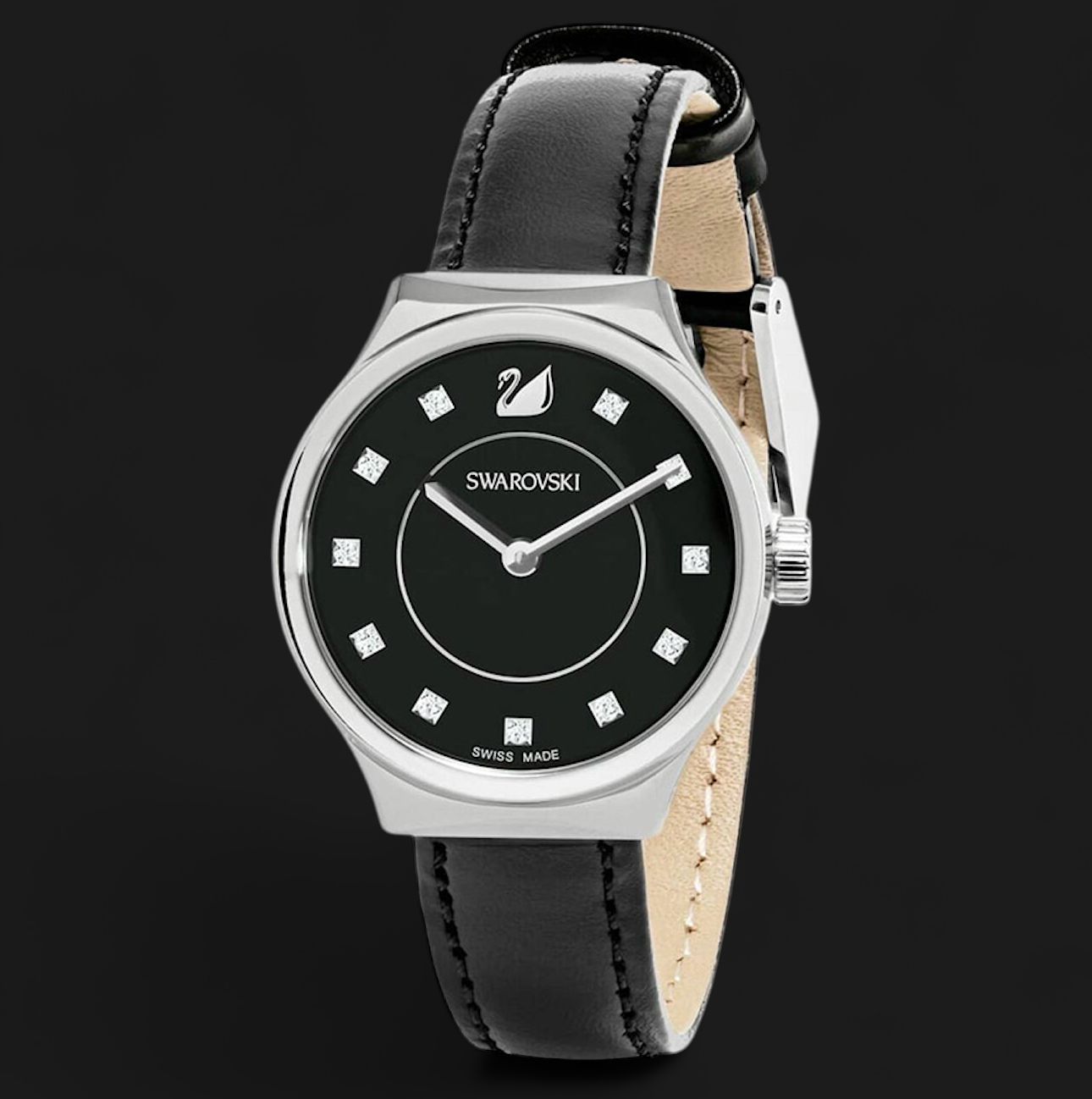 Dreamy Quartz Crystal Watch, Black Leather-5199931