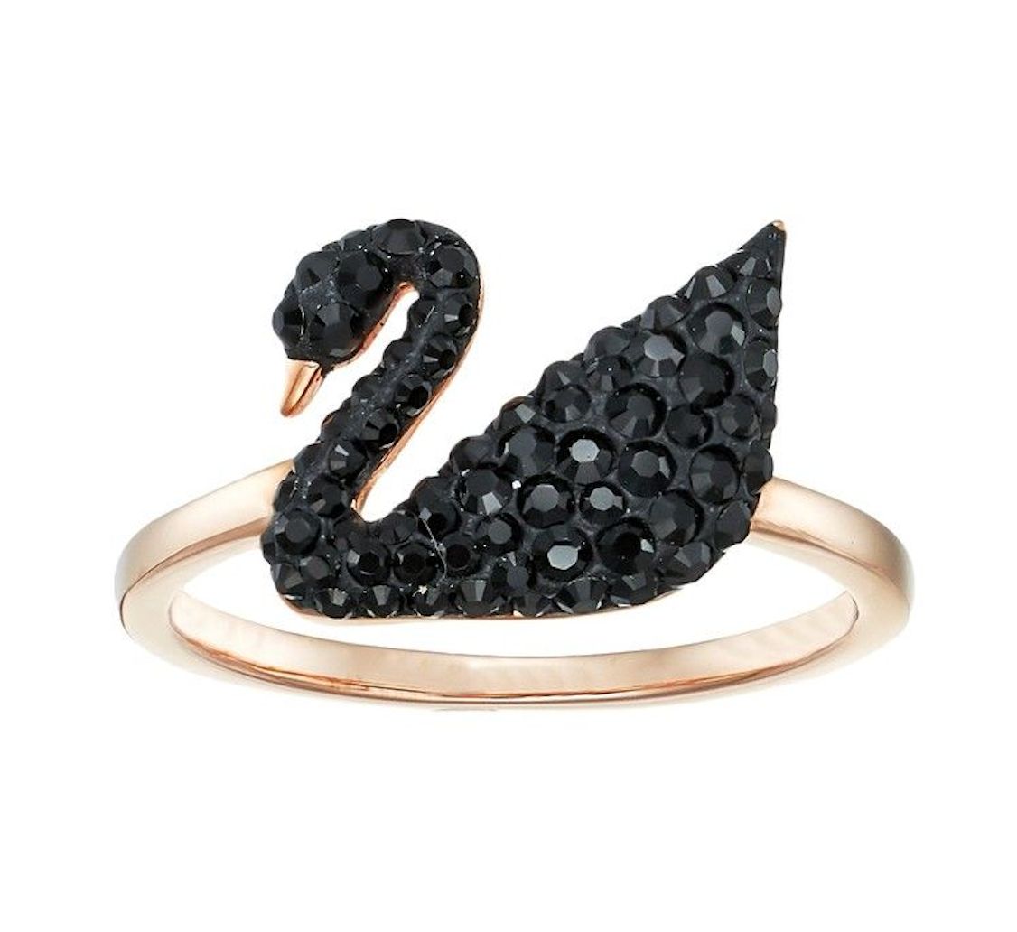 Iconic Swan Ring, Black, Rose-gold-5366578