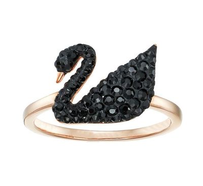 Iconic Swan Ring, Black, Rose-gold-5366578