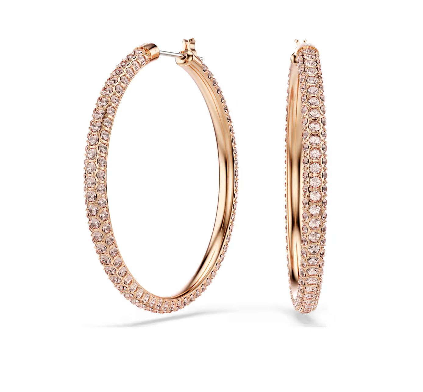 Dextera Hoop Earrings Pavé, Large, White, Rose gold-5383938