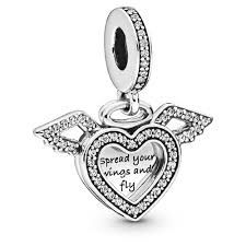 Heart and Angel Wings Dangle Charm - 798485C01