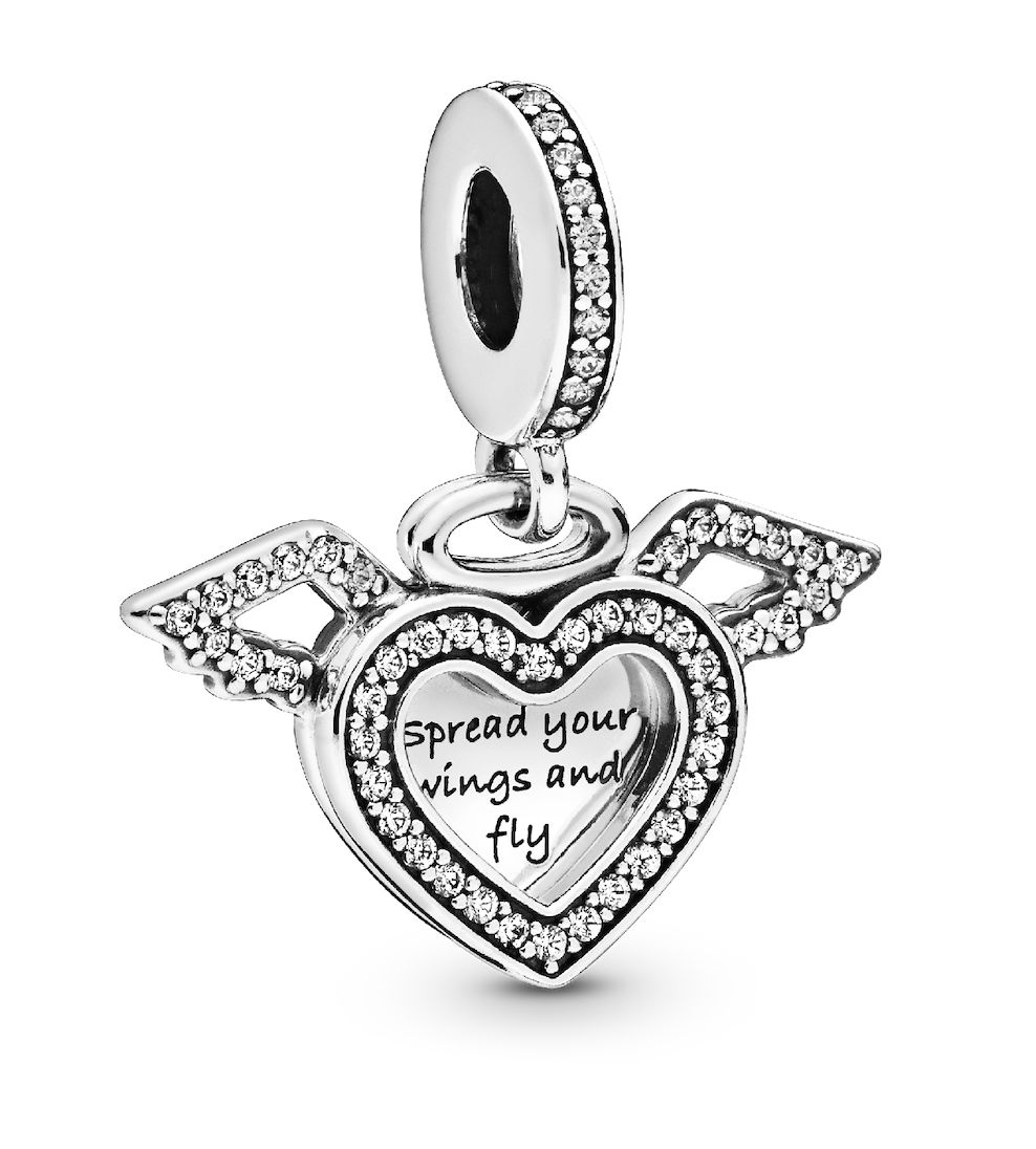 Heart and Angel Wings Dangle Charm - 798485C01