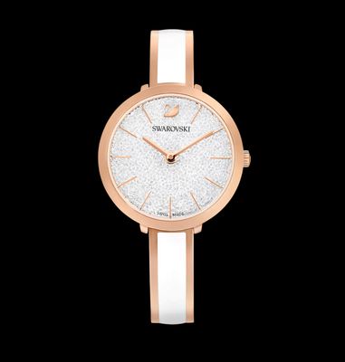 Crystalline Delight Watch Swiss Made, Metal bracelet, White, Rose Gold-5580541