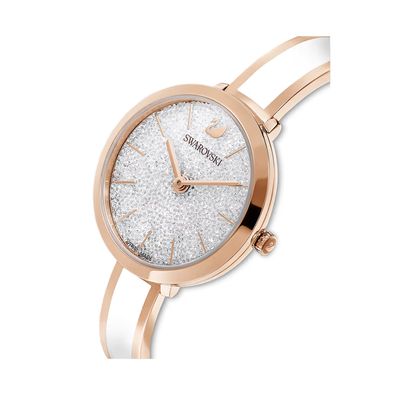 Crystalline Delight Watch Swiss Made, Metal bracelet, White, Rose Gold-5580541