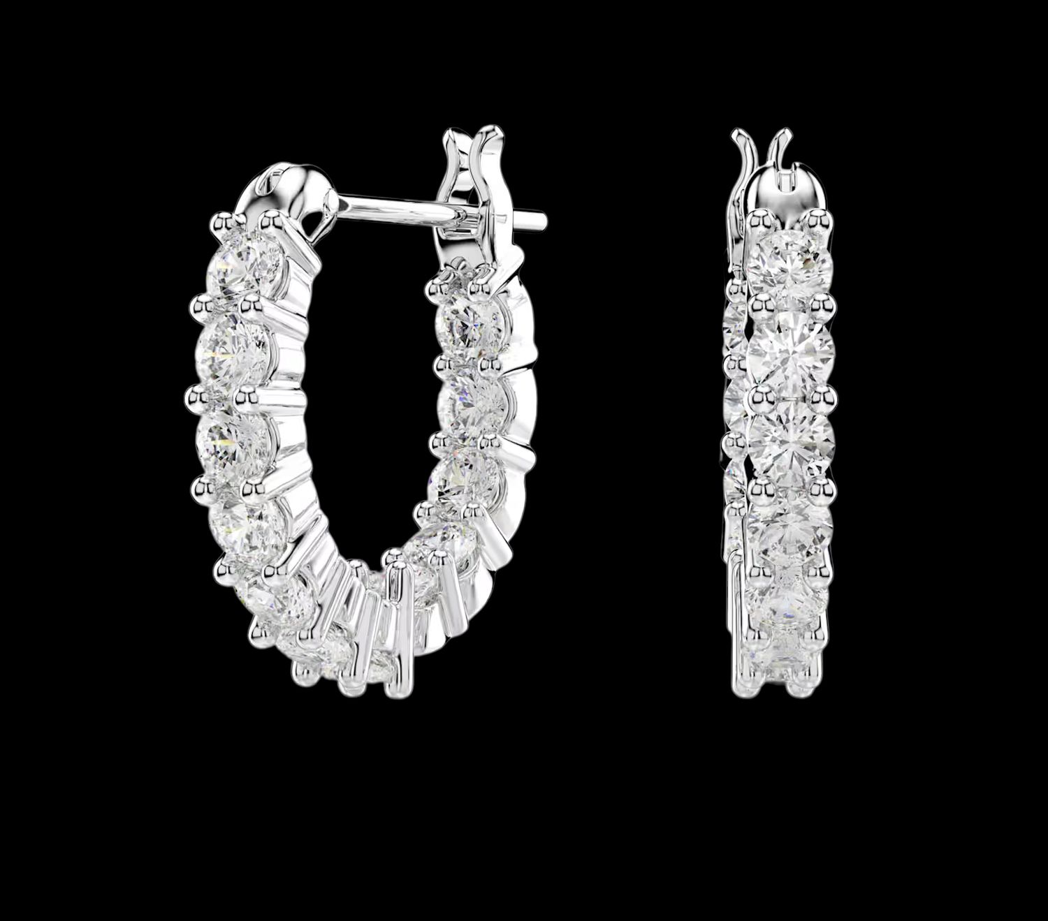 Vittore Hoop Earrings, Round Cut, White-5562126
